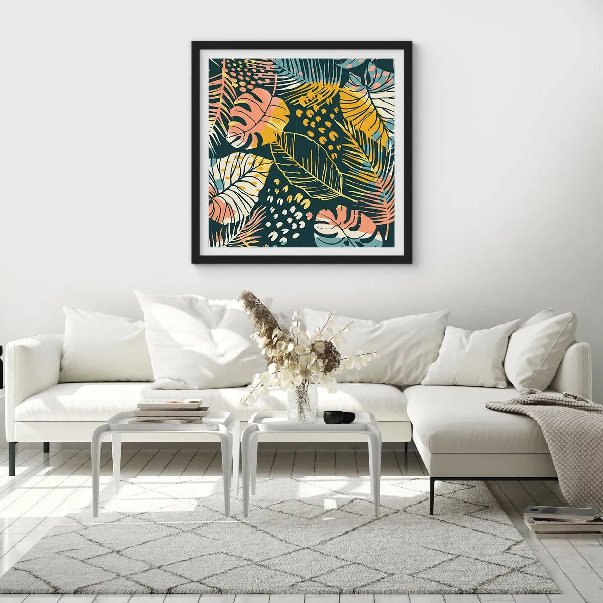 Plakát v černém rámu - Listová fantazie - 50x50 cm