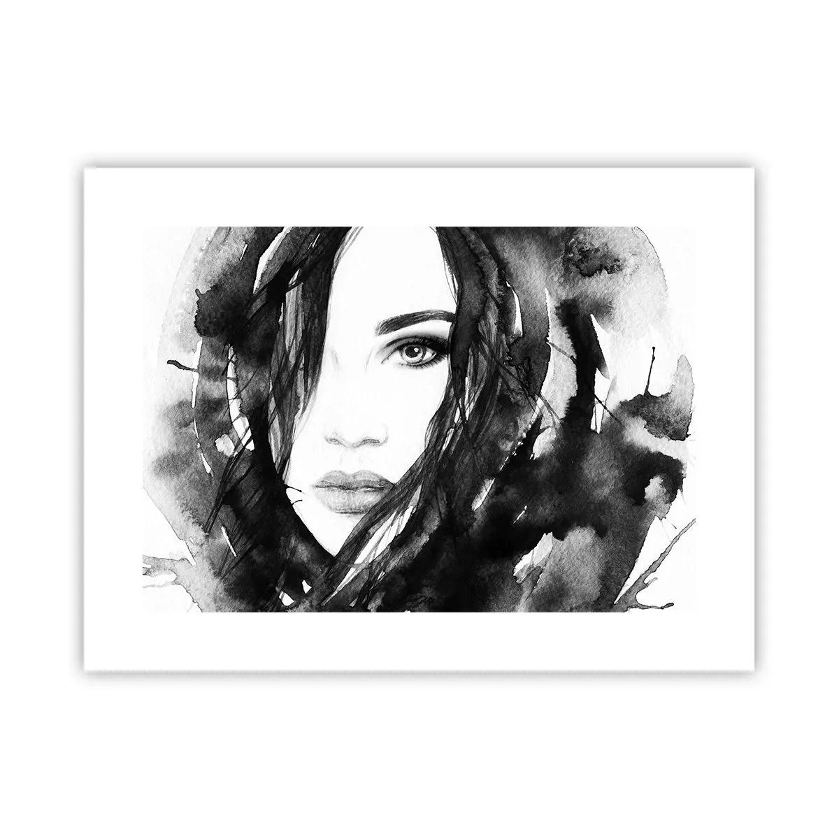 Plakát - Portrét dámy v černé a bílé - 40x30 cm