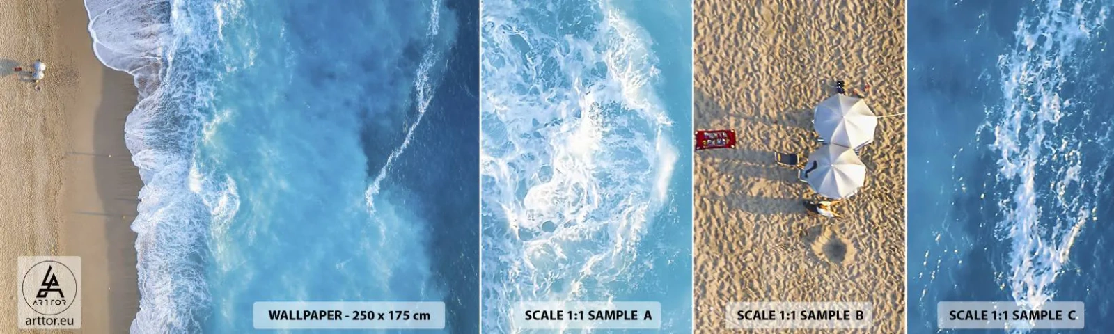 Vzor Fototapety Samolepicí Deluxe Sticker - Síla modři - Krajina, Pláž, Moře - 100x30 cm