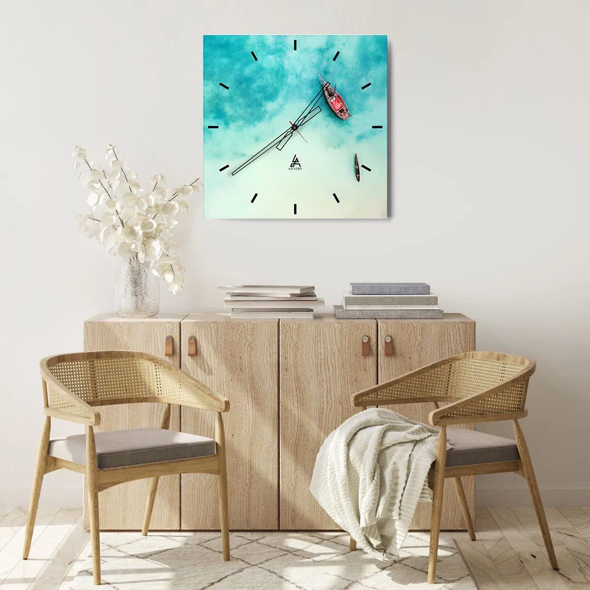 Nástěnné hodiny - Protože na plážích Zanzibaru, když je přebytek vody… - 40x40 cm