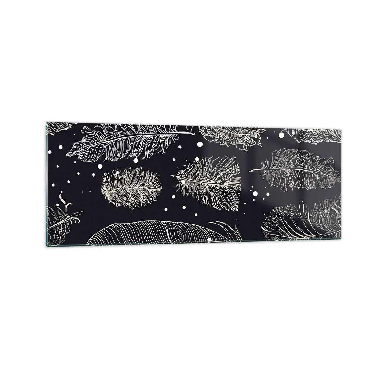 Obraz na skle - Krajka s peřím - 140x50 cm