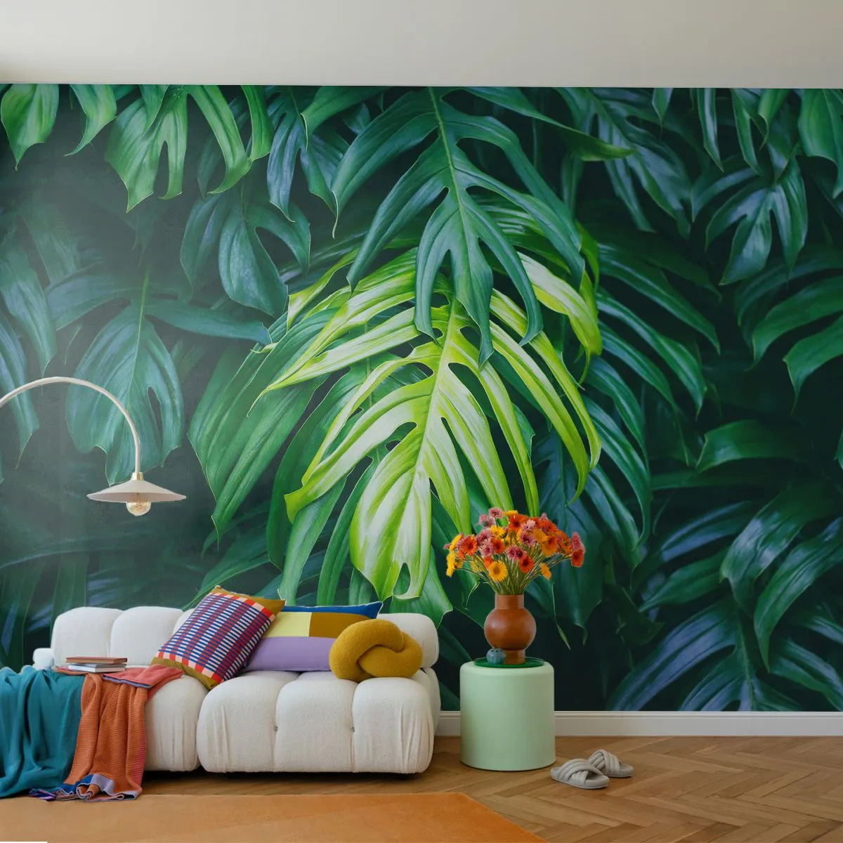 Fototapeta Samolepicí Deluxe Sticker - Ponořit se do svěžesti - Tropická rostlina, List Monstera, Příroda - 250x175 cm