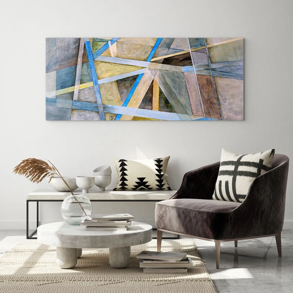 Obraz na skle - Přímo nebo diagonálně? - 160x50 cm