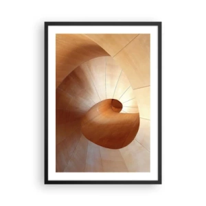 Plakát v černém rámu - Dřevěná spirálová konstrukce se zlatým odstínem - 50x70cm - Architektonická serpentina - Moderní nástěnná dekorace do obývacího pokoje a ložnice ARTTOR