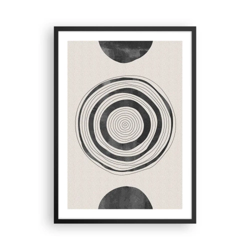 Plakát v černém rámu - Minimalistická kompozice geometrických kruhů - 50x70cm - Důležité je to, co je uprostřed - Moderní nástěnná dekorace do obývacího pokoje a ložnice ARTTOR