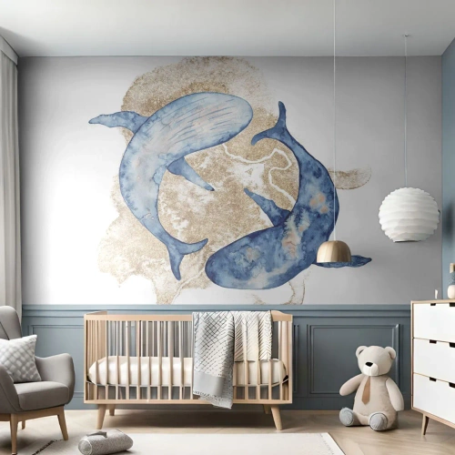 Fototapeta Samolepicí Deluxe Sticker - Přátelství nebo láska? - Delfíni, Abstrakce, Kus - 100x70 cm