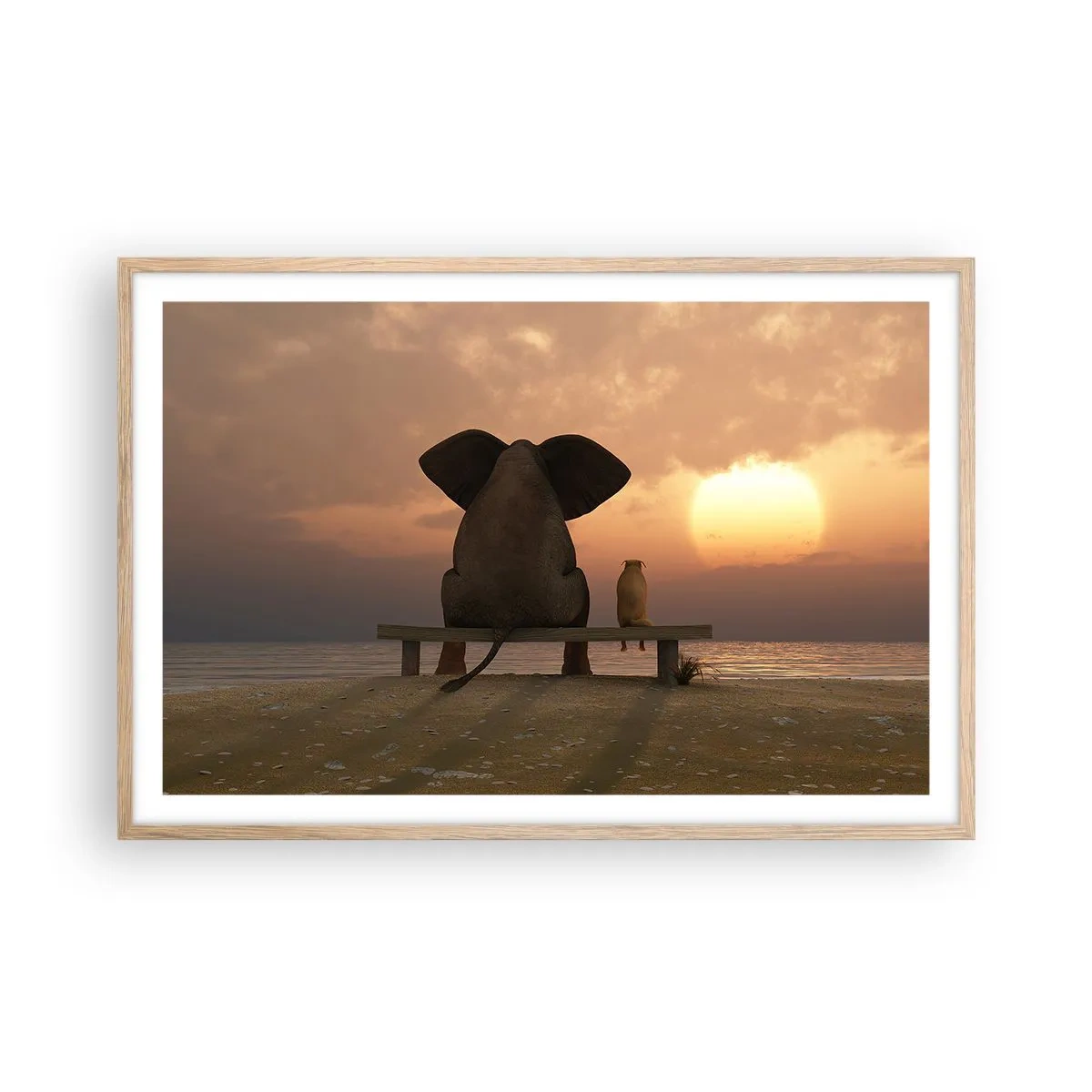 Plakát v rámu světlý dub - Je skvělé spolu mlčet - 91x61 cm