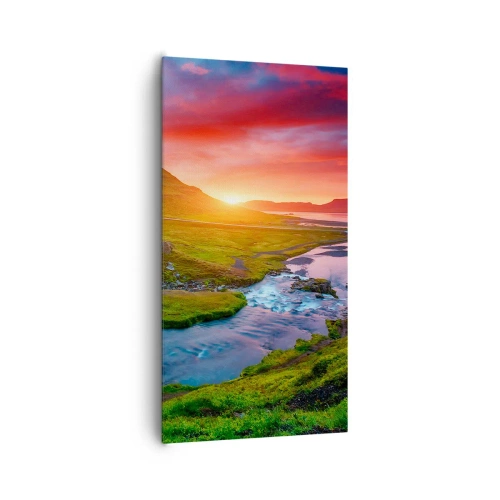 Obraz na plátně - Island - oheň a voda - 65x120 cm