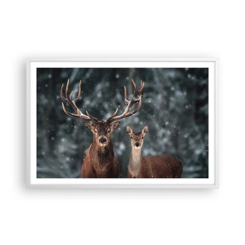 Plakát v bílém rámu - Pán lesa se svou ženou - 91x61 cm