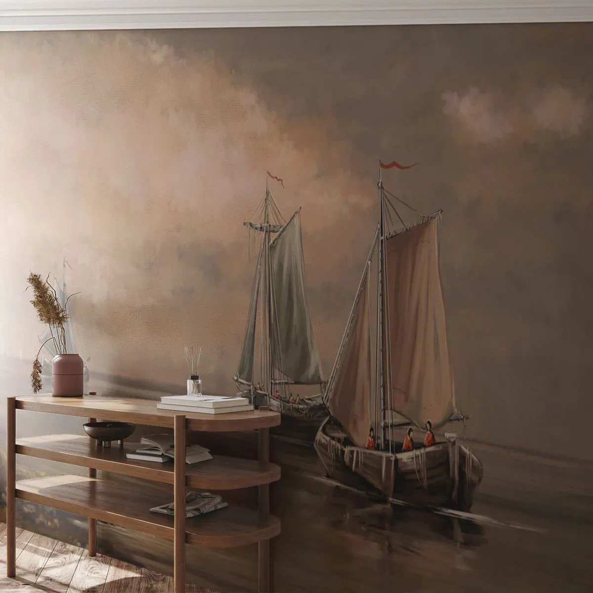 Fototapeta Premium Canvas - Návrat námořníků - Krajina, Rybářská loď, Příroda - 250x175 cm