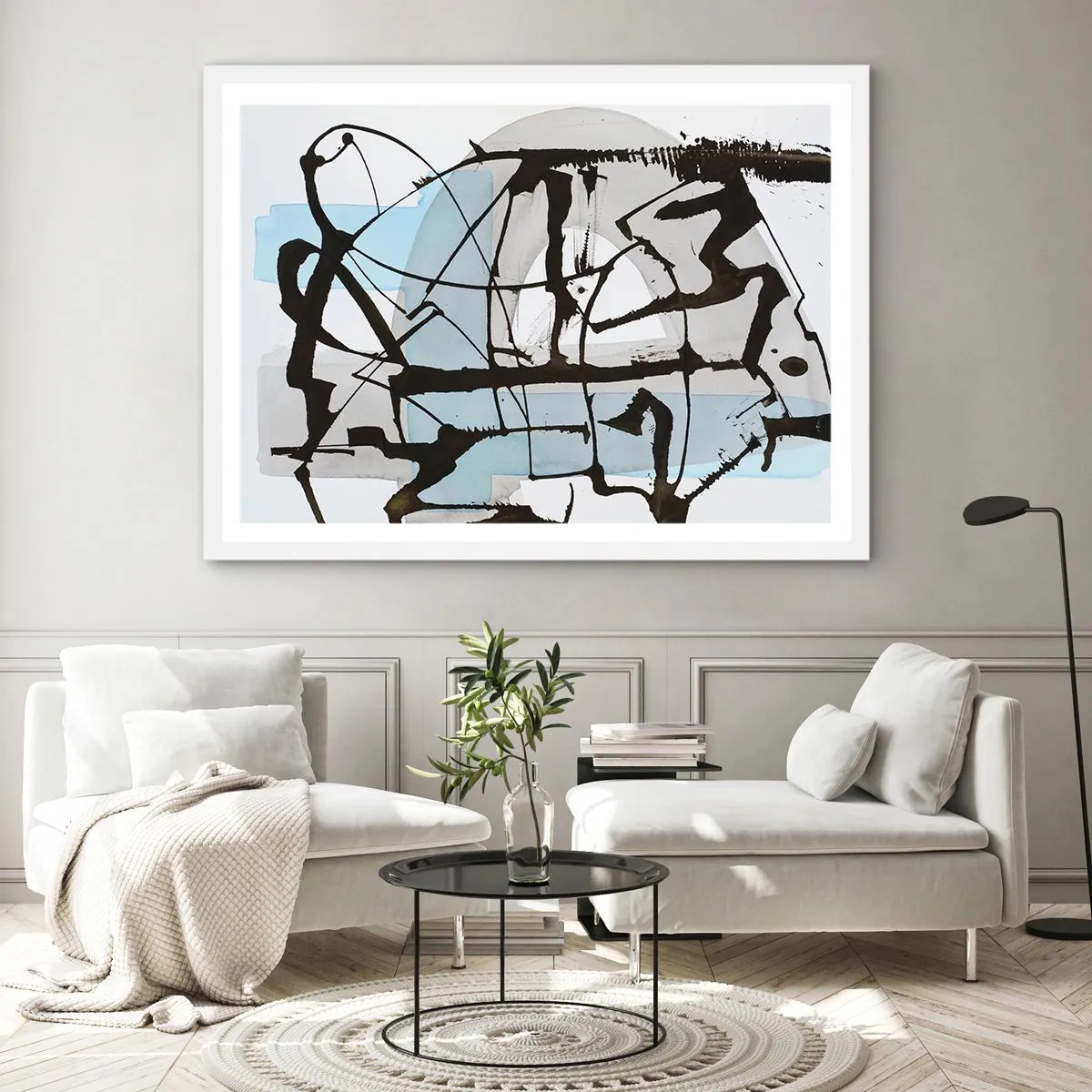 Plakát v bílém rámu - Přesto modrá - 100x70 cm