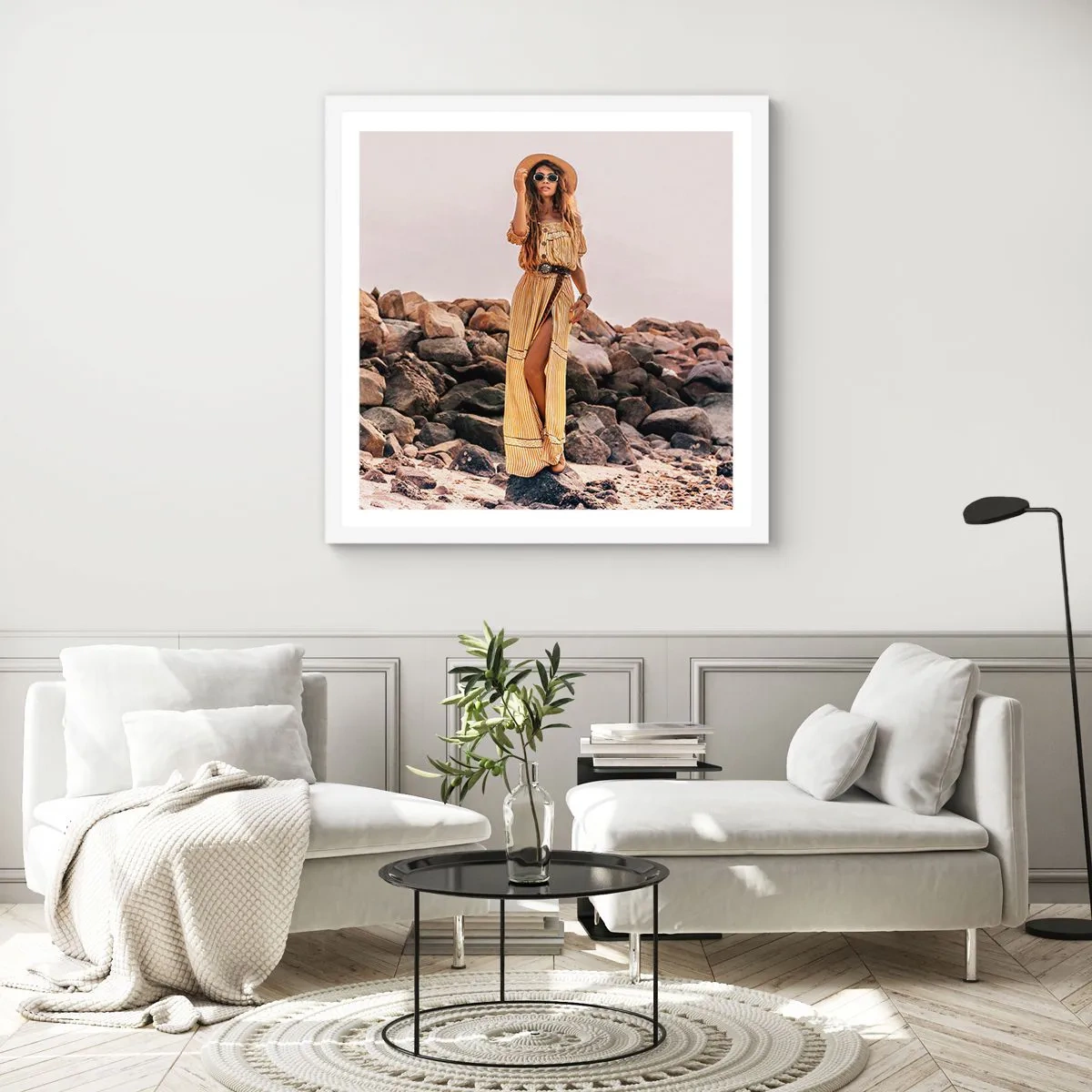 Plakát v bílém rámu - Kouzlo kamenů - 30x30 cm