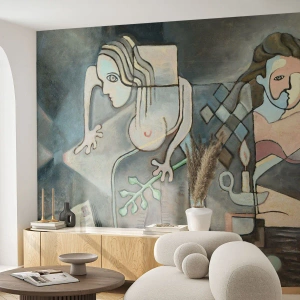 Fototapeta Standard Eco - Abstraktní kompozice dvou postav v geometrickém tvaru. - 100x70cm - Mozaika ducha a hmoty - Moderní nástěnná dekorace do obývacího pokoje a ložnice ARTTOR