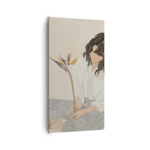 Obraz na plátně - Portrét s exotickou květinou - 65x120 cm