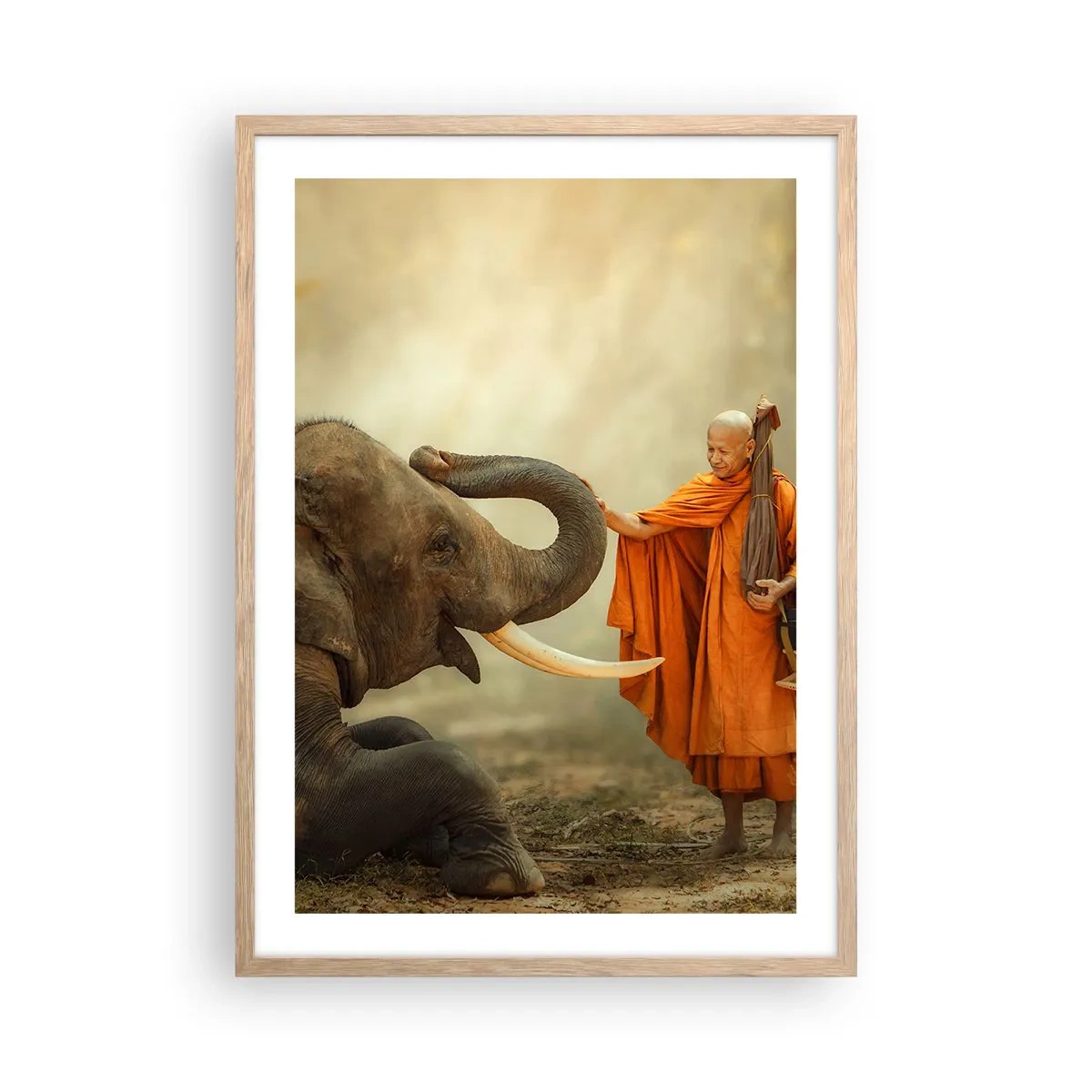 Plakát v rámu světlý dub - Setkání na cestách - 50x70 cm