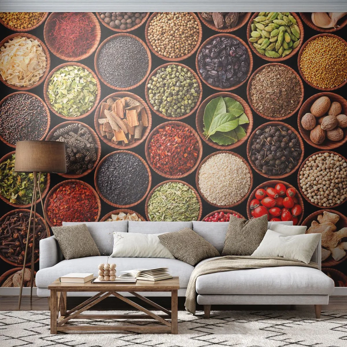 Fototapeta Samolepicí Deluxe Sticker - Všechny chutě světa - Gastronomie, Koření, Sušené bylinky - 250x175 cm