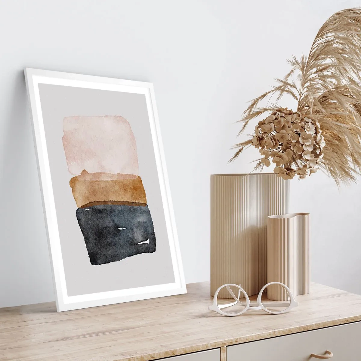 Plakát v bílém rámu - Kompozice zemitých barev - 50x70 cm