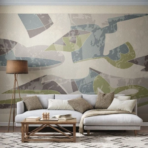 Fototapeta Standard Eco - Abstraktní kompozice v odstínech zelené a modré - 100x70cm - Kompozice za sklem - Moderní nástěnná dekorace do obývacího pokoje a ložnice ARTTOR