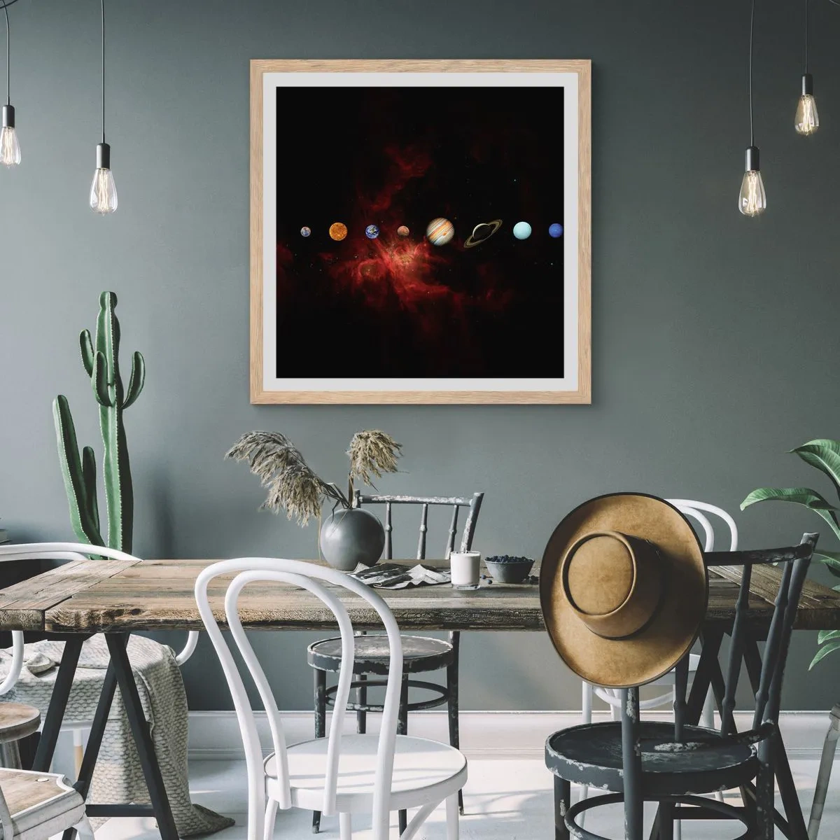 Plakát v rámu světlý dub - Naše čtvrť - 50x50 cm