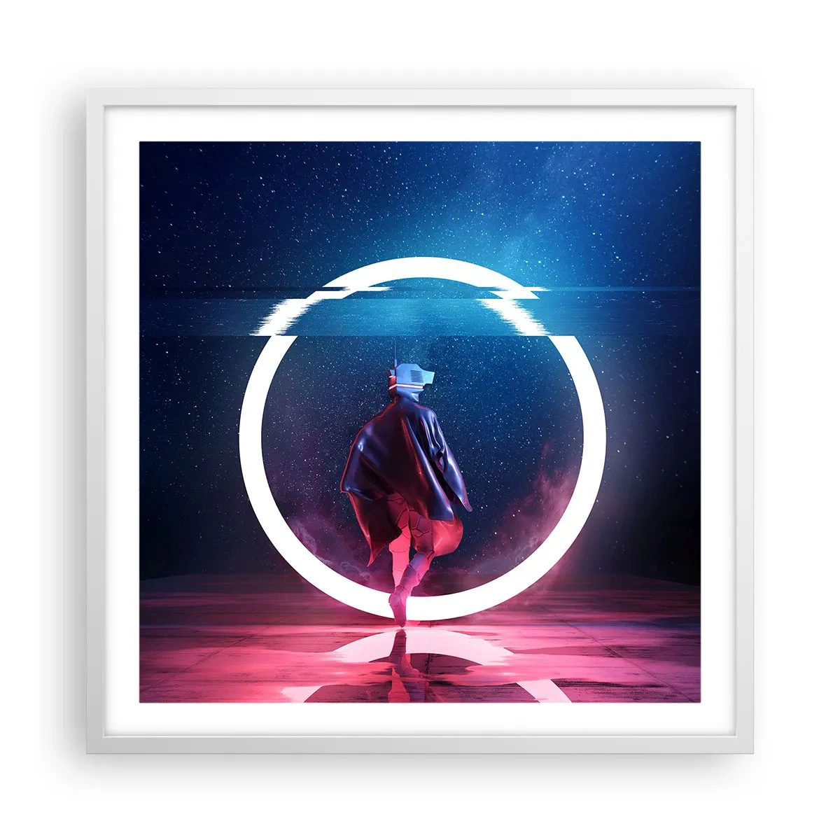 Plakát v bílém rámu - Mezi světy - 60x60 cm