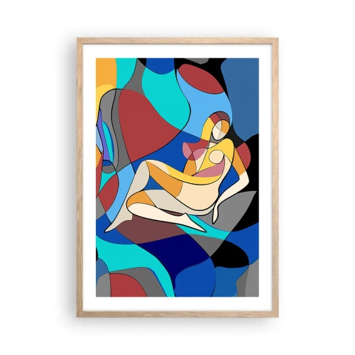 Plakát v rámu světlý dub - Kubistický akt - 50x70 cm