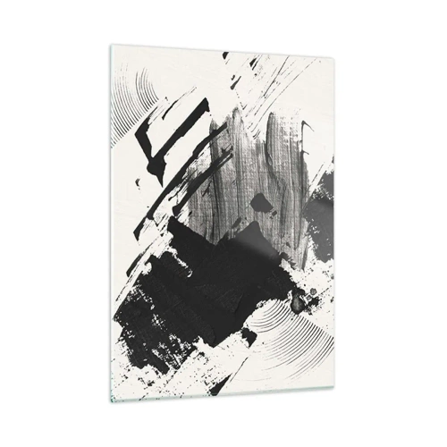 Obraz na skle - Abstrakce – exprese černé - 50x70 cm