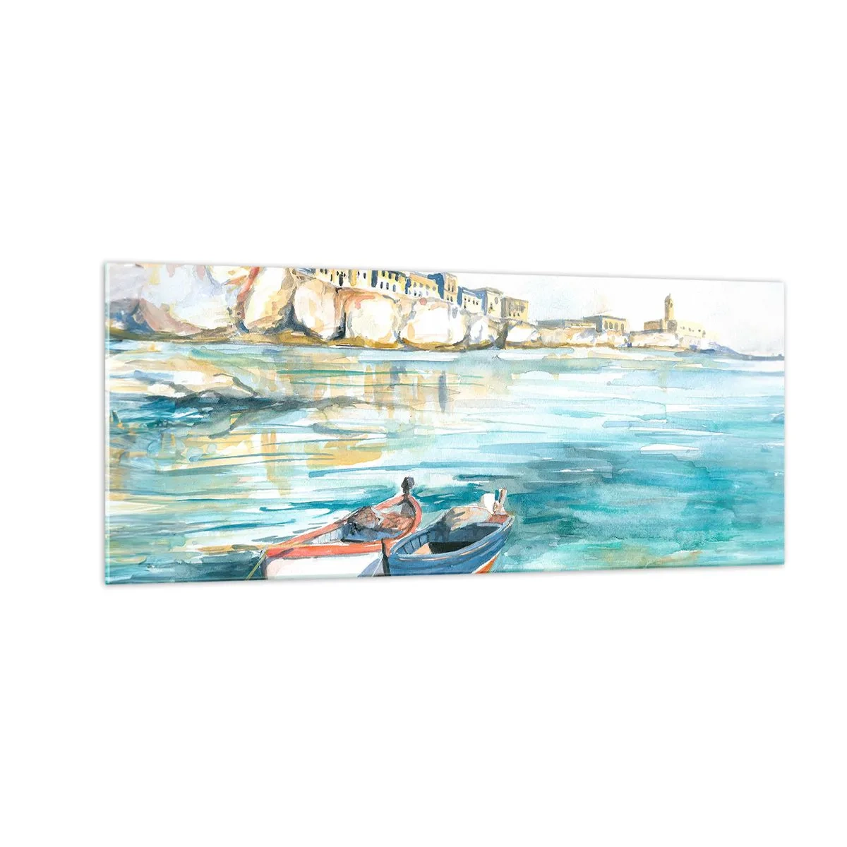 Obraz na skle - Krajina v modří - 100x40 cm
