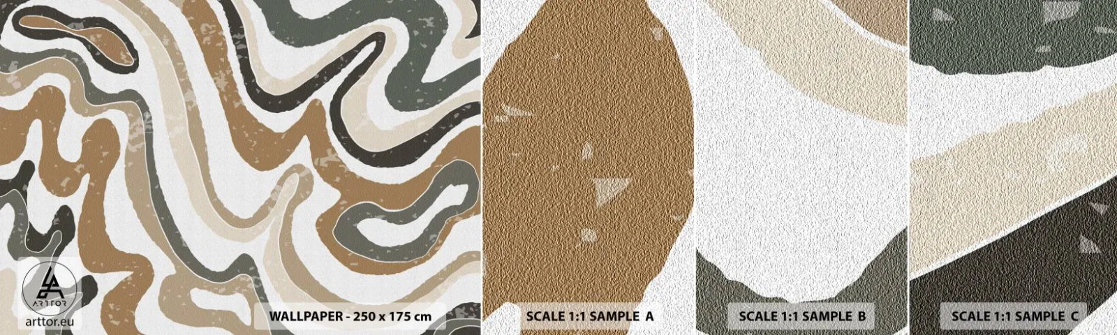 Vzor Fototapety Samolepicí Deluxe Sticker - Meandry zemitých barev - Abstrakce, Kus, Boho - 100x30 cm