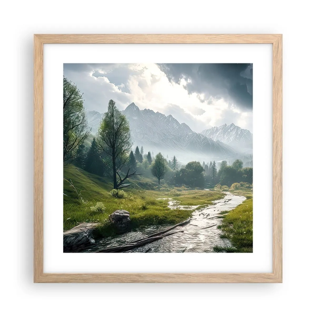 Plakát v rámu světlý dub - Tam a zpět - 40x40 cm