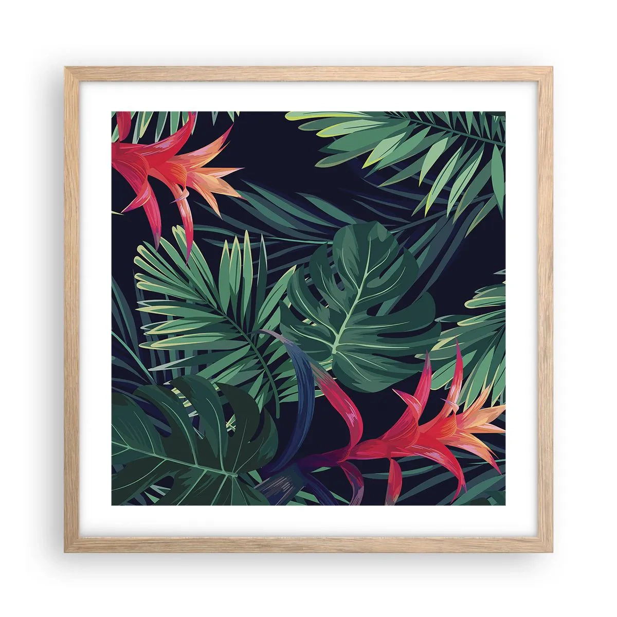 Plakát v rámu světlý dub - Vzplanout v zeleném - 50x50 cm