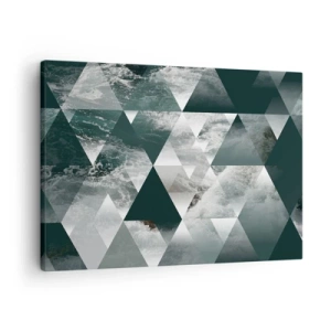 Obraz na plátně - Geometrický vzor s motivem vln v odstínech zelené - 70x50cm - Křišťálová perspektiva - Moderní nástěnná dekorace do obývacího pokoje a ložnice ARTTOR