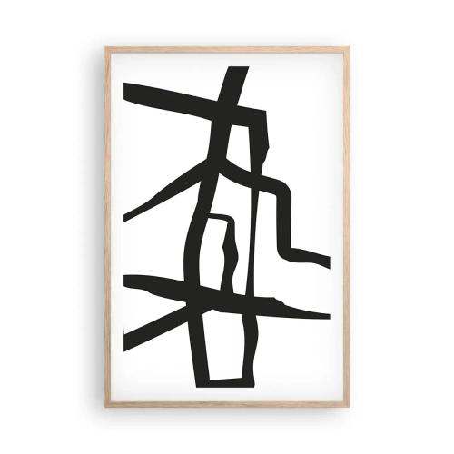 Plakát v rámu světlý dub - Černobílá konstrukce - 61x91 cm