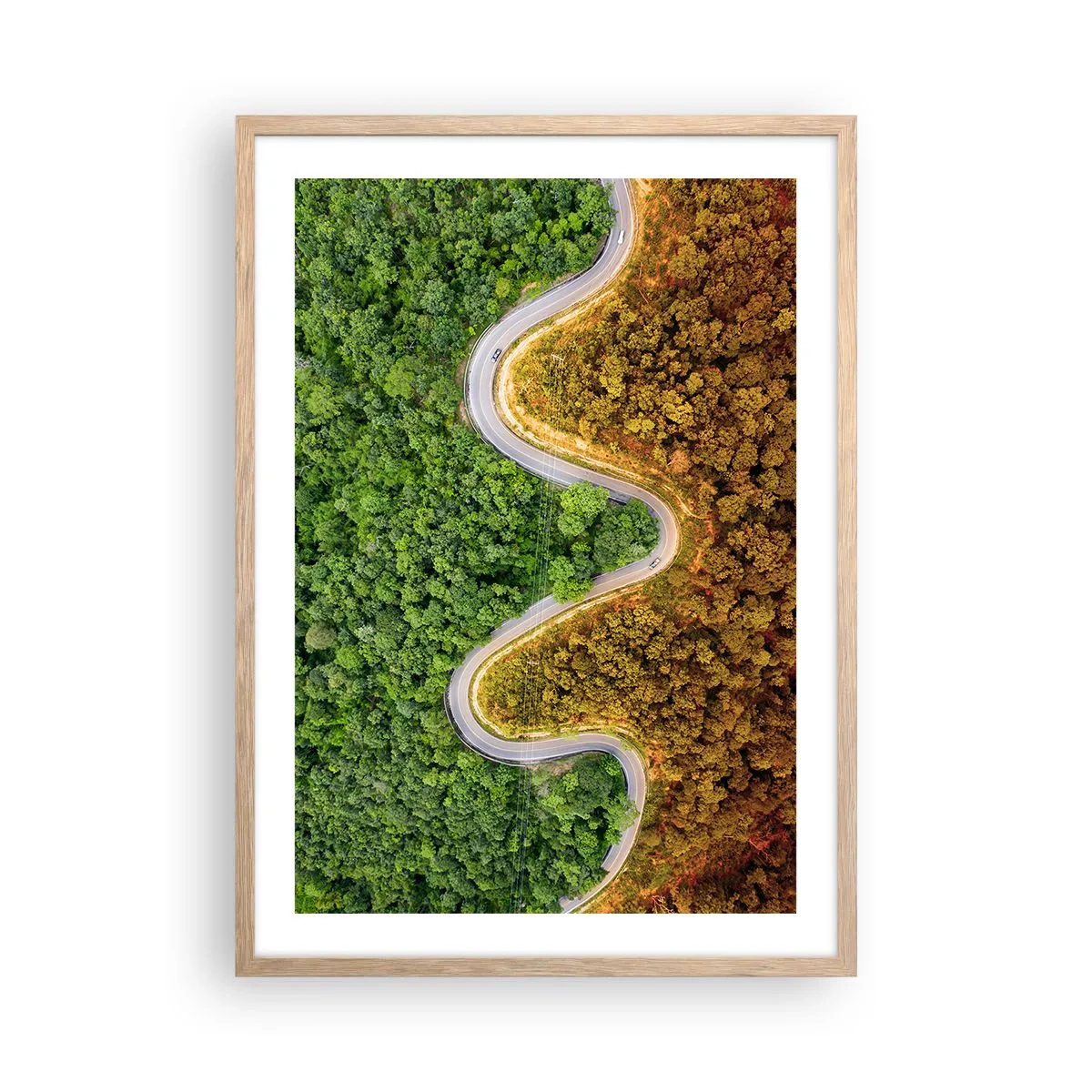 Plakát v rámu světlý dub - Hranice a průlomy - 50x70 cm