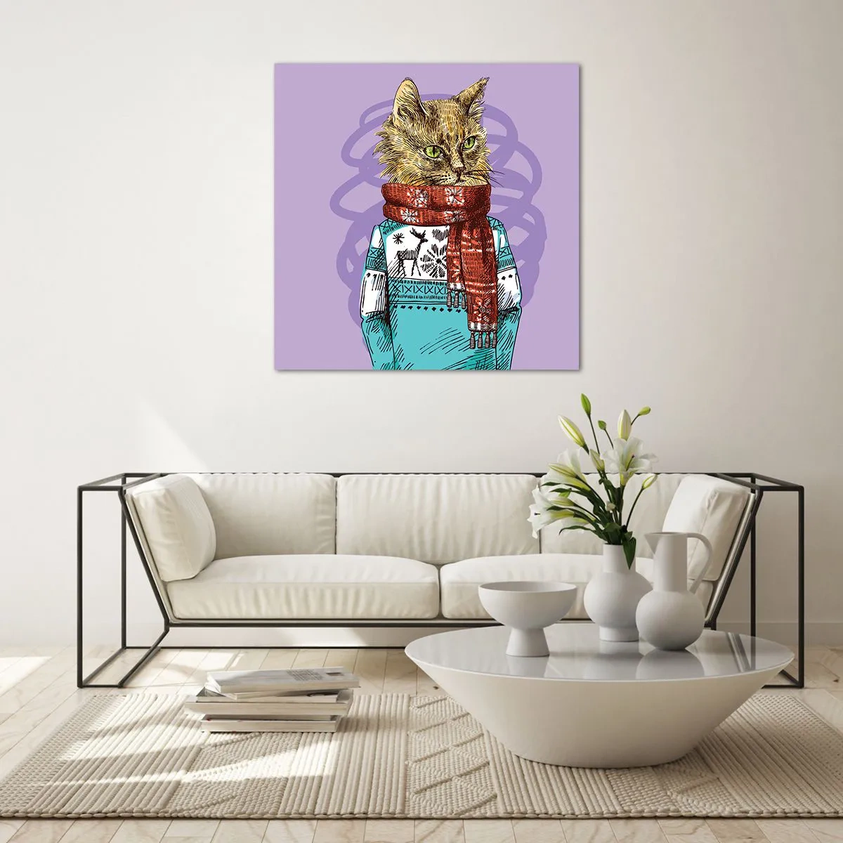 Obraz na skle - Kočka nejenom v botách - 60x60 cm