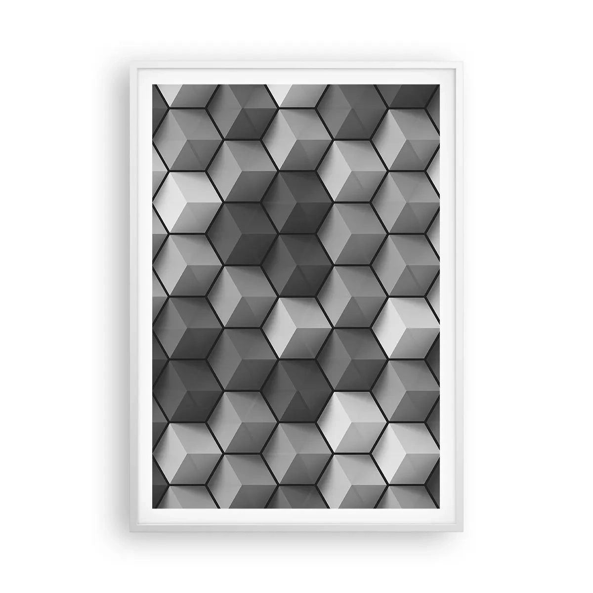 Plakát v bílém rámu - Kubistické puzzle - 70x100 cm