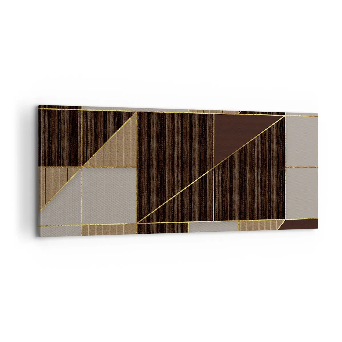 Obraz na plátně - Mozaika hnědé a zlaté - 100x40 cm