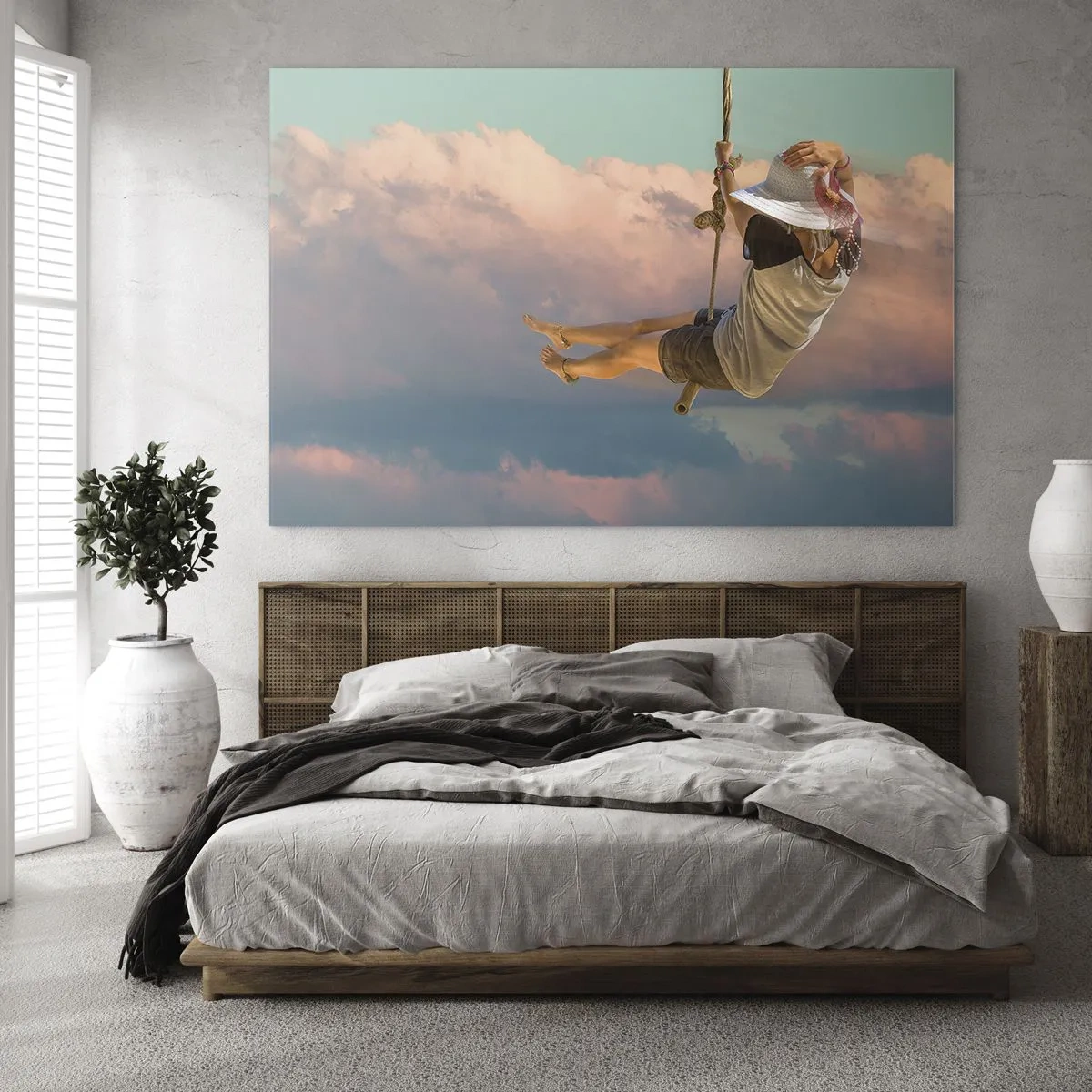 Obraz na skle - Hra v oblacích - 120x80 cm