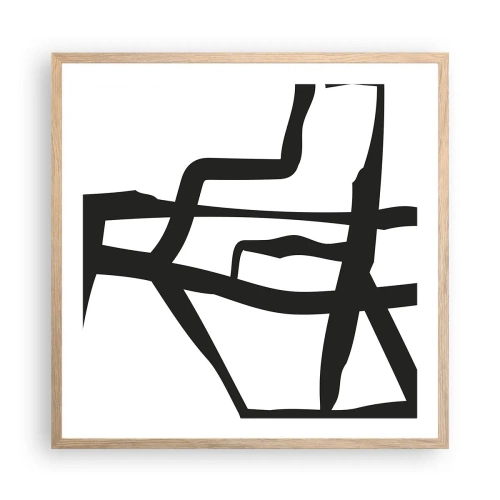 Plakát v rámu světlý dub - Černobílá konstrukce - 60x60 cm