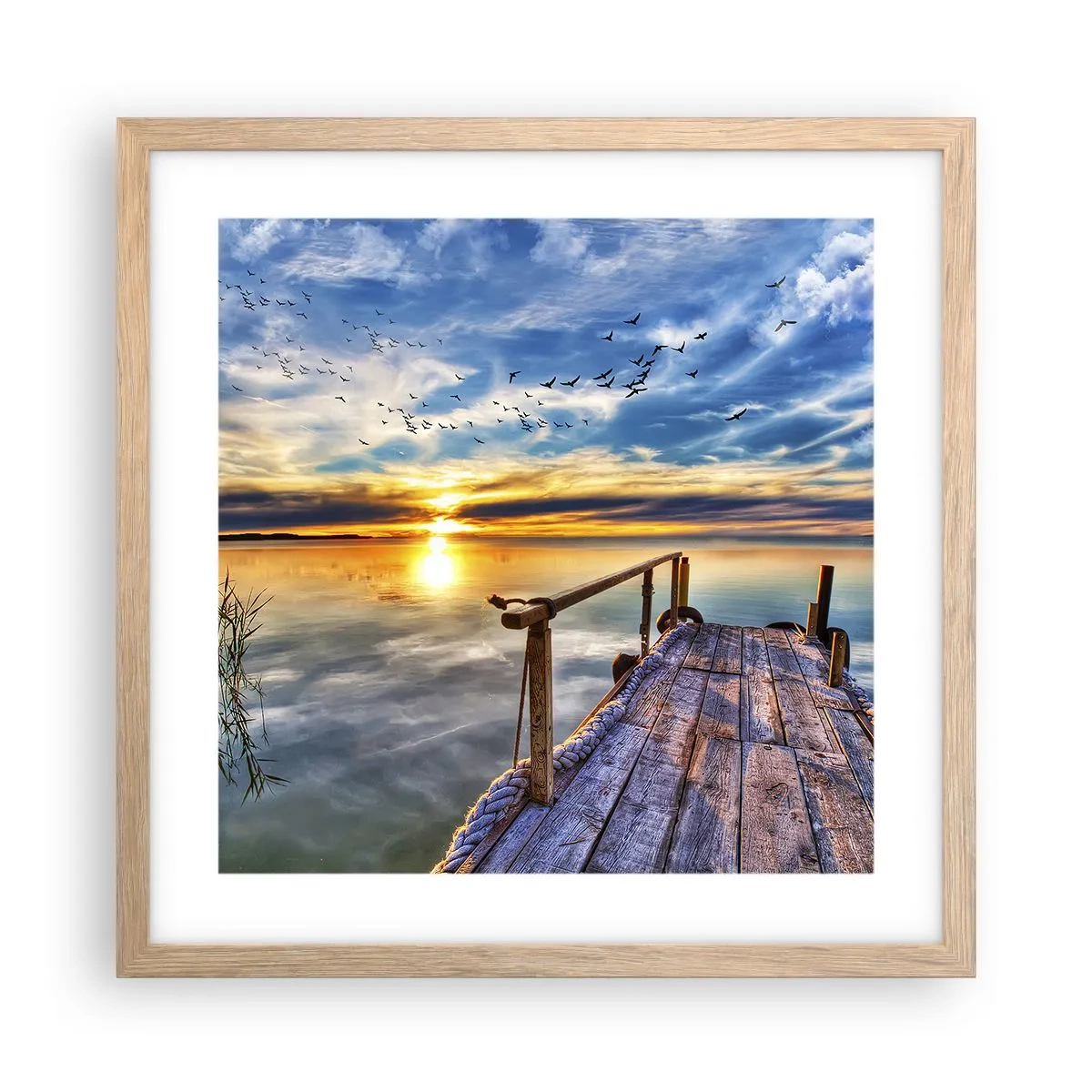 Plakát v rámu světlý dub - Vítr jde odpočívat - 40x40 cm