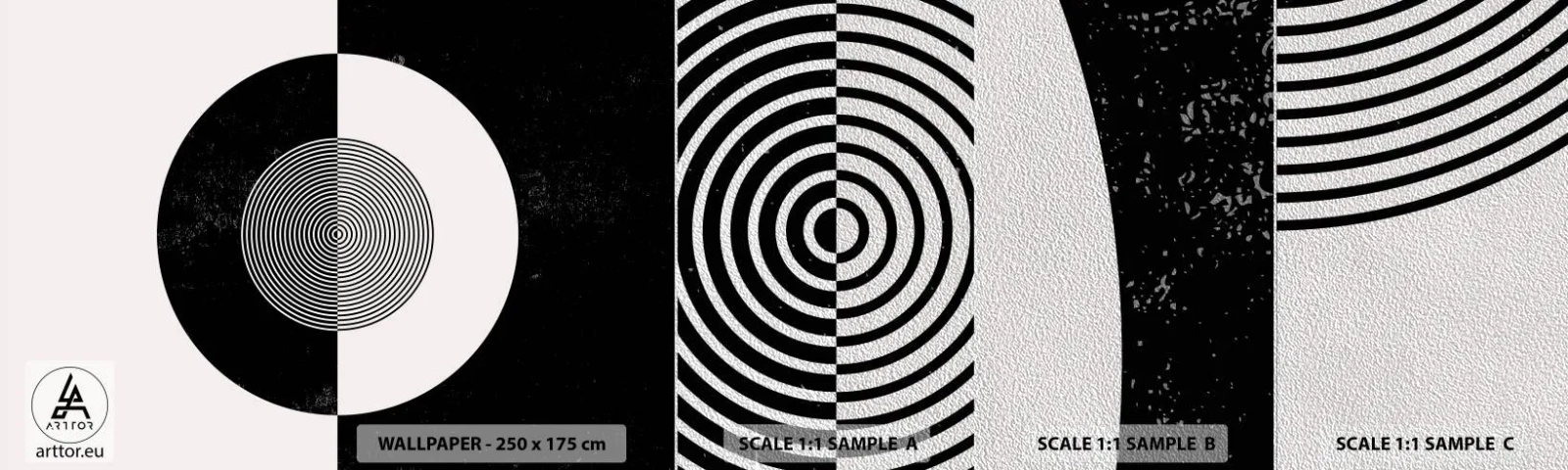 Vzor Fototapety Premium Sand - Harmonie v černé a bílé - Abstrakce, Kus, Černý a bílý - 100x30 cm