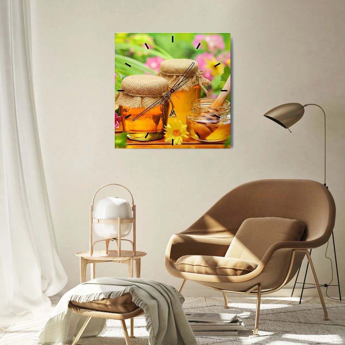 Nástěnné hodiny - Sladce a květinově - 40x40 cm