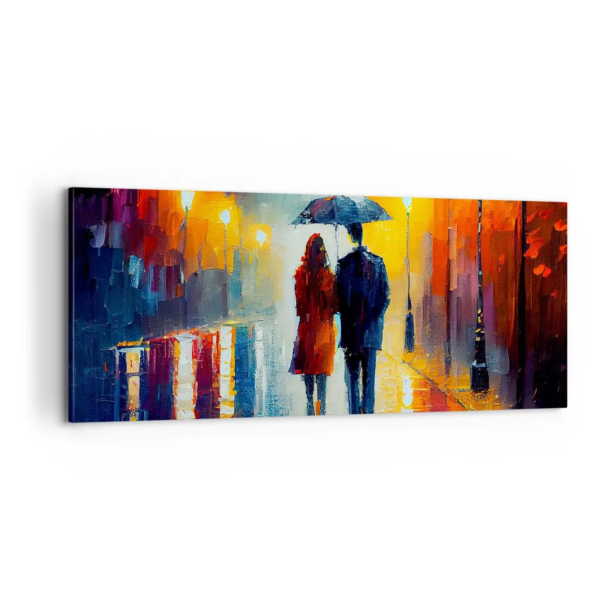 Obraz na plátně - Spolu – barevná noc - 100x40 cm