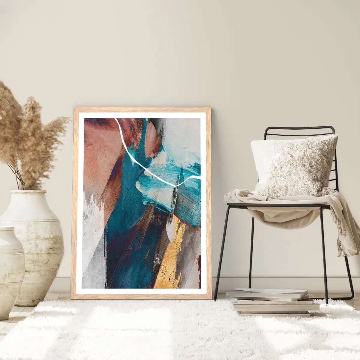 Plakát v rámu světlý dub - Na plno a s energií - 40x50 cm