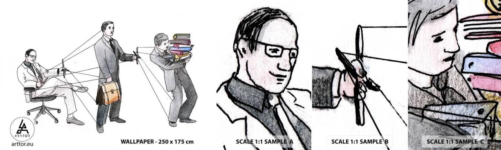 Vzor Fototapety Samolepicí Deluxe Sticker - Každý má svého pána - Abstrakce, Muž, Práce - 100x30 cm