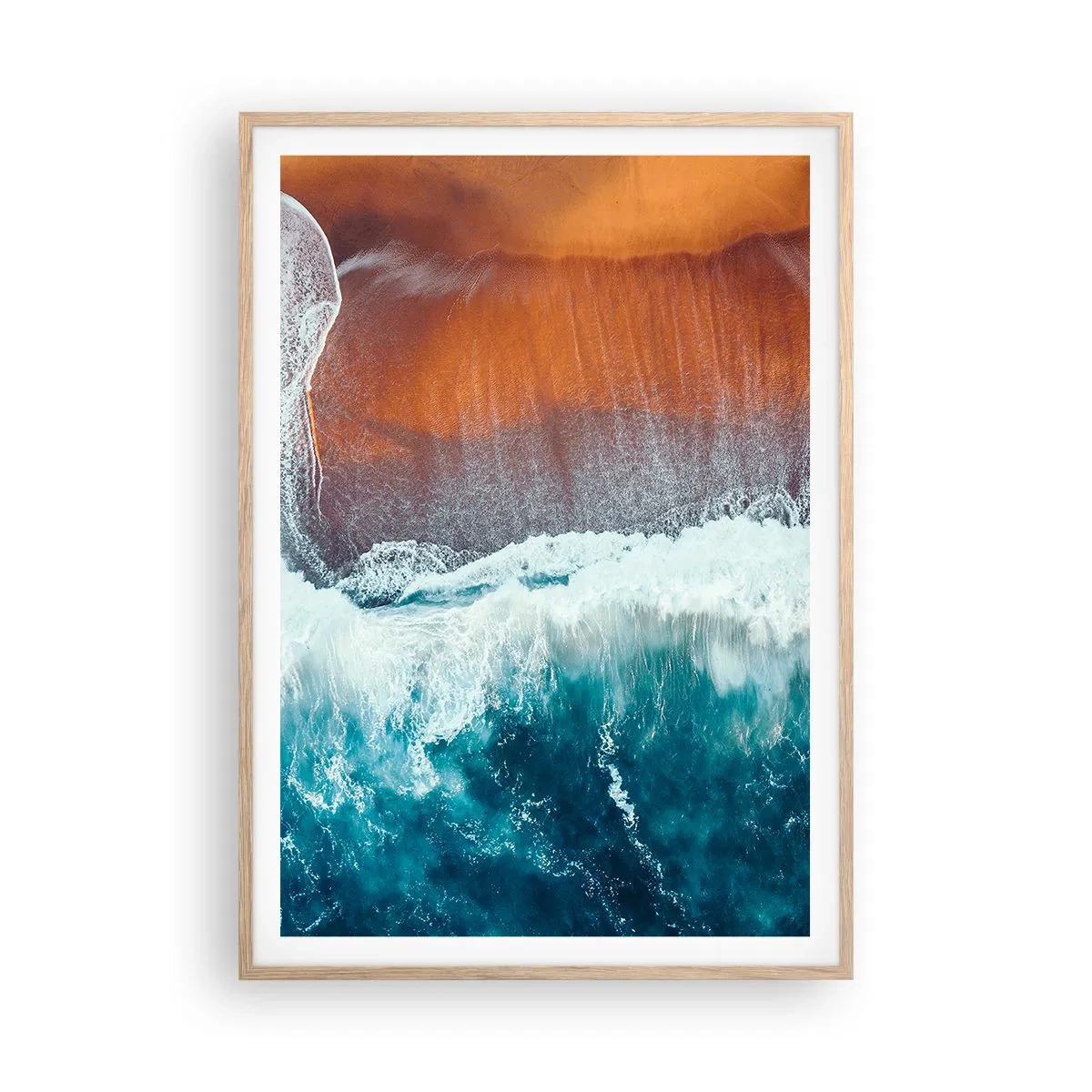 Plakát v rámu světlý dub - Dotek oceánu - 70x100 cm