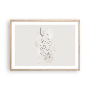 Plakát v rámu světlý dub - Zamotaní v objetí - 70x50 cm