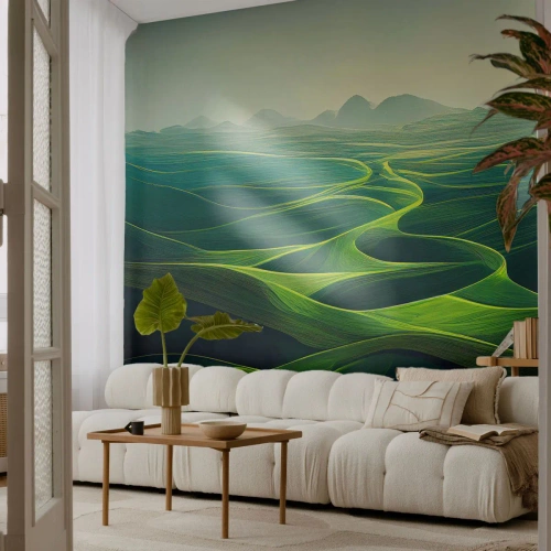 Fototapeta Standard Eco - V zelených údolích - Krajina, Louka, údolí - 150x105 cm