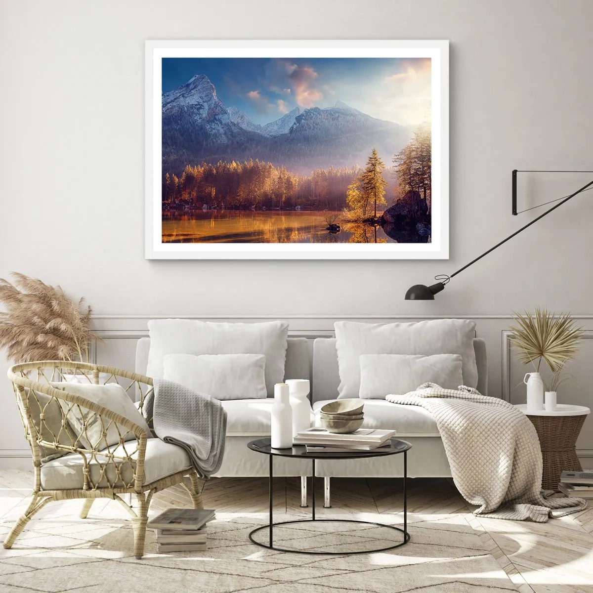 Plakát v bílém rámu - V horách a údolích - 91x61 cm