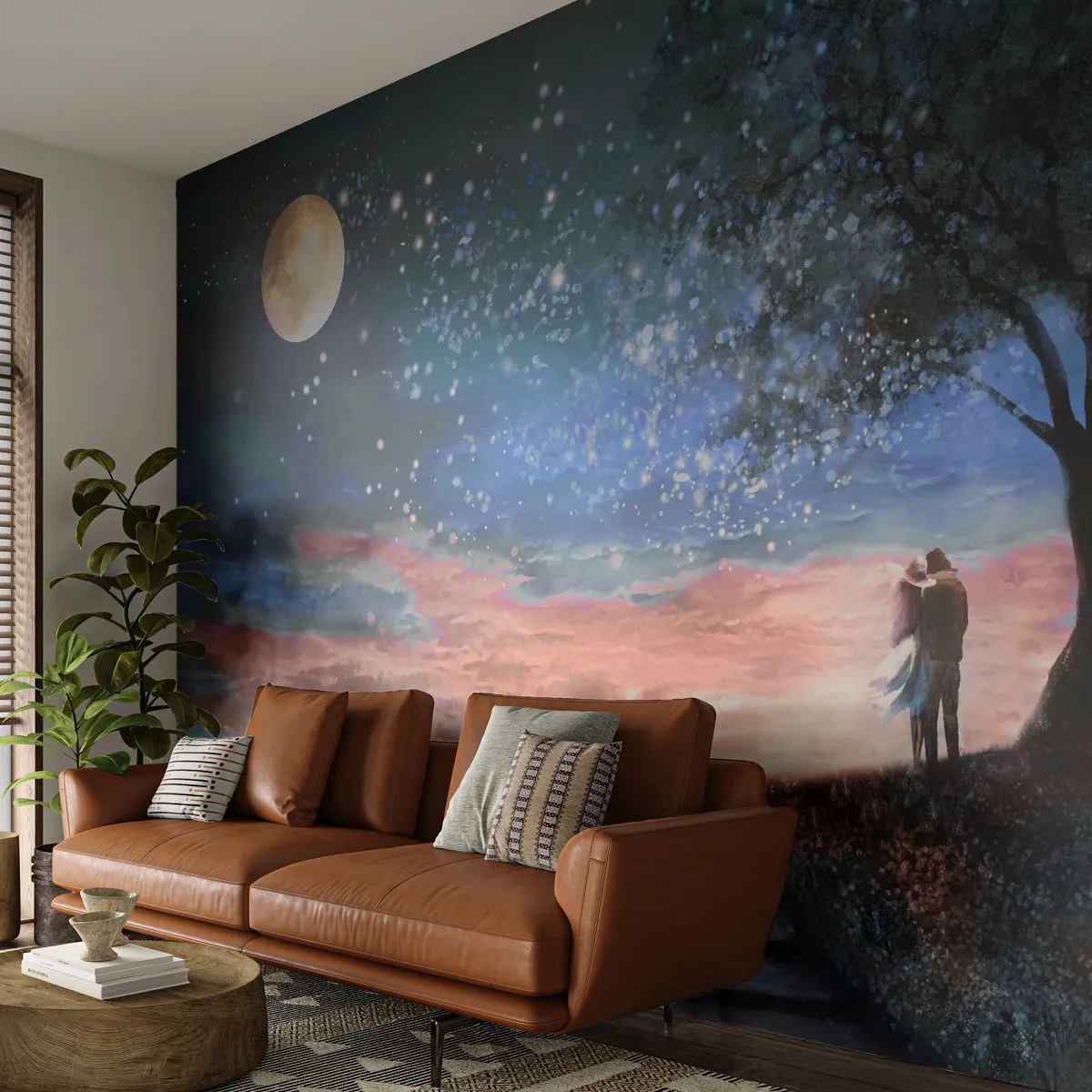 Fototapeta Premium Canvas - Hvězdicovité představení - Abstrakce, Krajina, Pár milenců - 250x175 cm