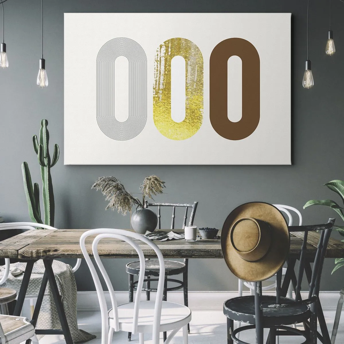 Obraz na plátně - Abstraktní motiv tří geometrických tvarů - 70x50cm - Ooo! - Moderní nástěnná dekorace do obývacího pokoje a ložnice ARTTOR